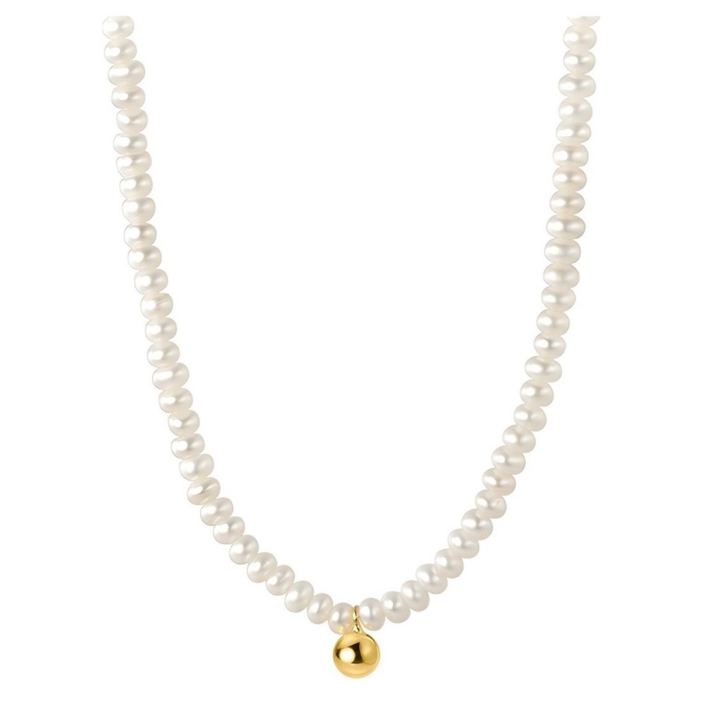 18K Gold Plated Womens Elegant Pearl Necklace w/ Gold Accent Gift Birthday Anniv